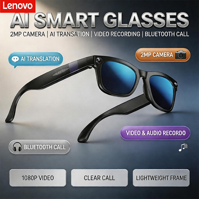 Audio Music To Video Ai Free - แว่นตาอัจฉริยะ Lenovo AI Bluetooth พร้อมกล้อง 2MP