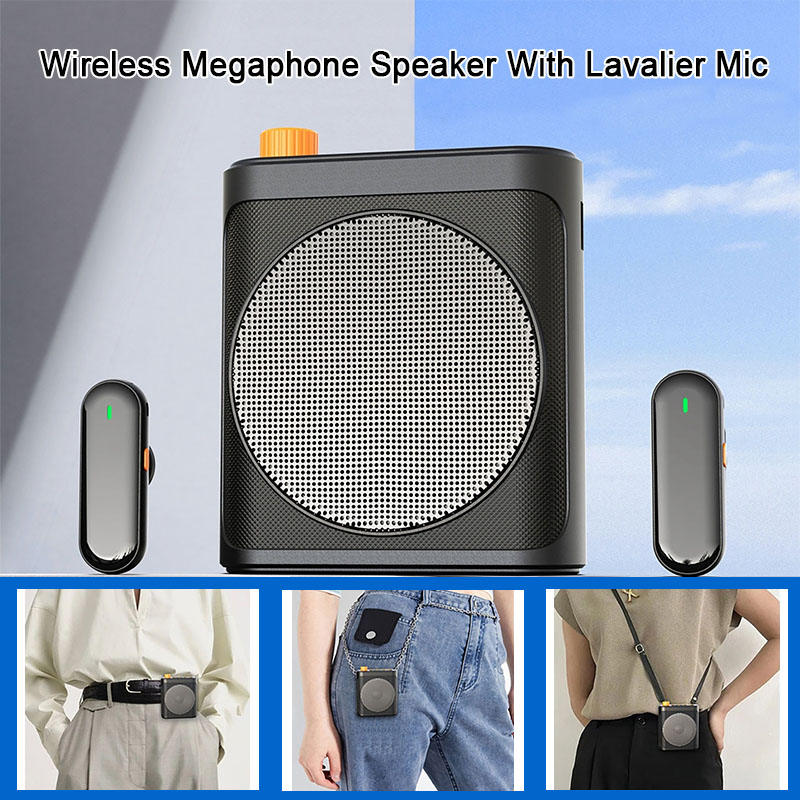 Portable Amplifier Mini - เครื่องขยายเสียงแบบพกพาพร้อมไมโครโฟนแบบหนีบเสื้อบลูทูธมินิลําโพงโทรโข่งไร้สายสําหรับครูไกด์ทัวร์โค้ช