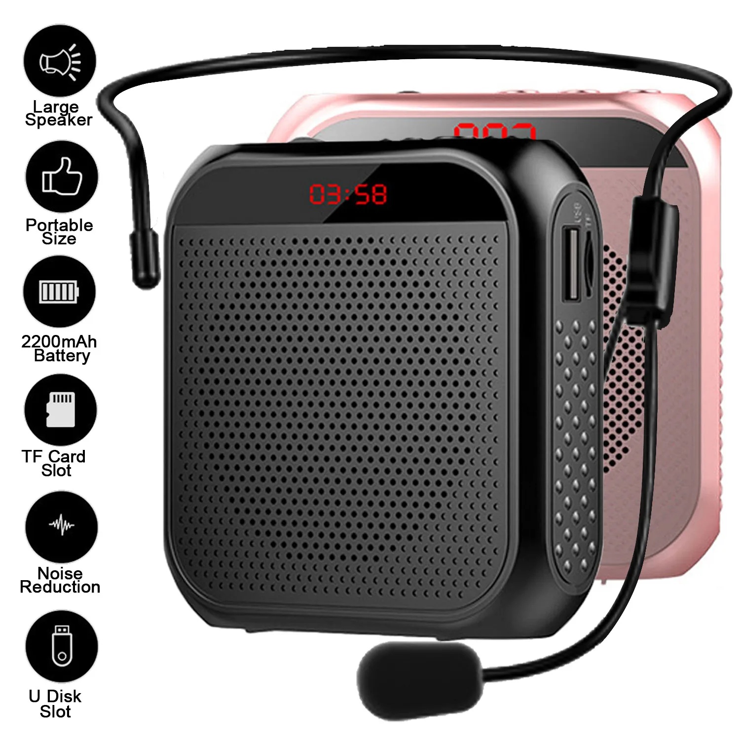 Portable Amplifier Mini - เครื่องขยายเสียงแบบพกพา Megaphone Mini Audio ลําโพงไมโครโฟนชาร์จ Ultralight