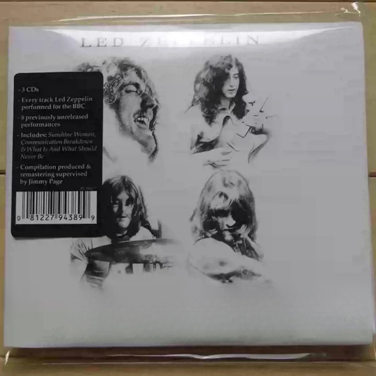 Audio Music Cover - อัลบั้มรวมเพลงฮาร์ดร็อกคลาสสิก 3 แผ่น, ปกภาพวงดนตรีสีขาวดำ, แผ่นเพลงเสียงคุณภาพสูงแบบไม่สูญเสียรายละเอียด