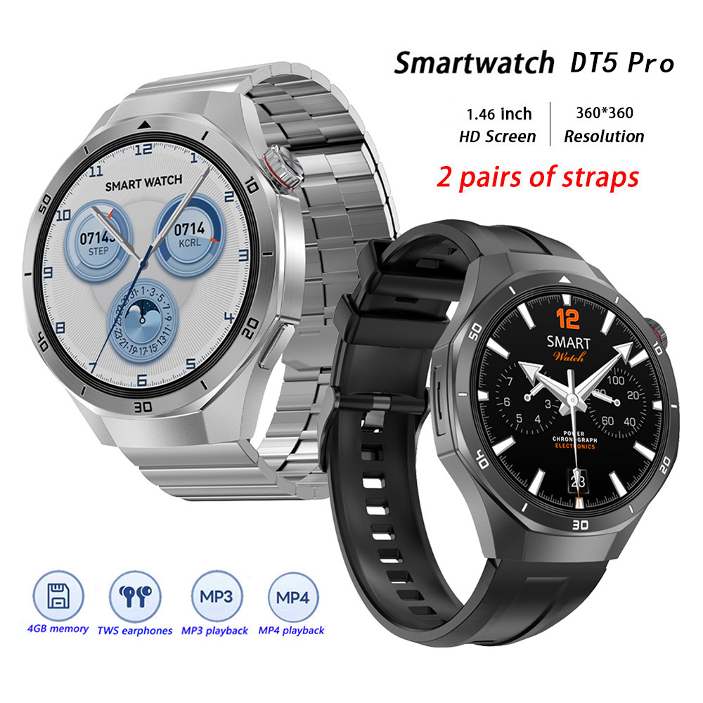 Audio Music Light - DT5 Pro สมาร์ทวอท์ชสําหรับผู้ชายผู้หญิงนาฬิกาข้อมือดิจิตอลนาฬิกา MP3 MP4 เพลง