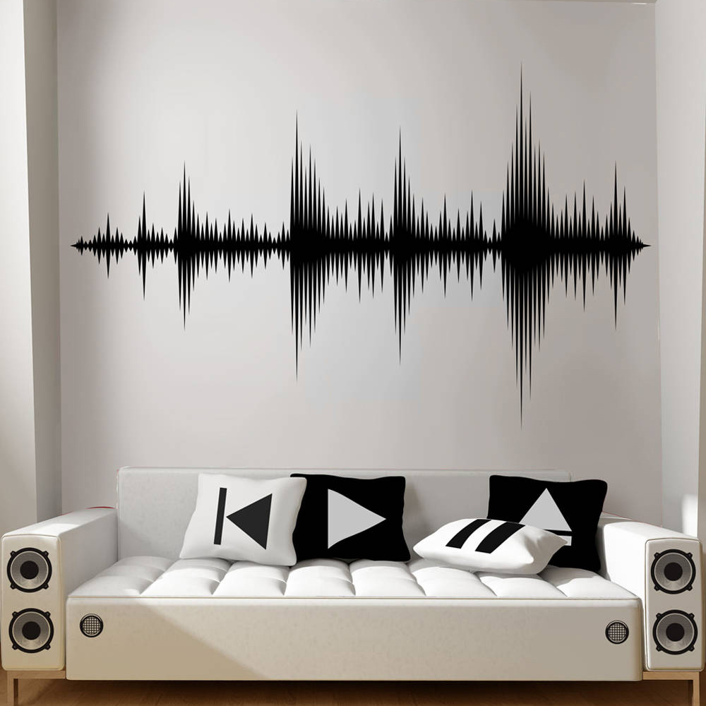 Audio Music Wallpaper - เสียง WAVE Wall Decal คลื่นเสียงไวนิลสติกเกอร์ RECORDING