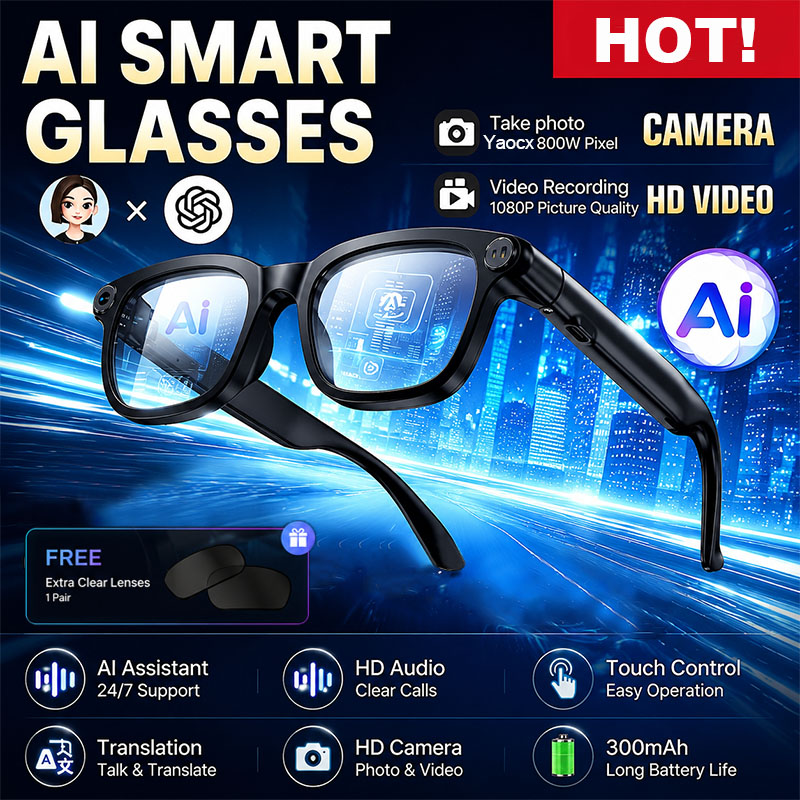 Audio Music To Video Ai Free - แว่นตาอัจฉริยะ AI รุ่นใหม่ กล้อง HD 800W