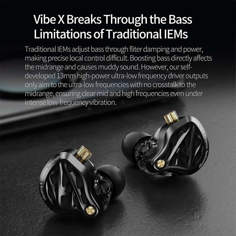 Audio Vibes Music - KZ Vibe-X หูฟังแบบสั่นสะเทือนความถี่ต่ำ หูฟังไฮไฟ เสียงเบสหนักแน่น ชุดหูฟังสเตอริโอแบบใส่ในหู