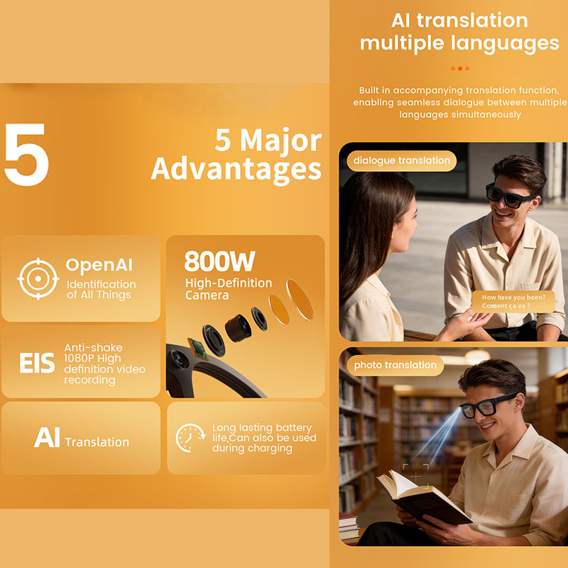 แว่นตาอัจฉริยะ AI กล้อง 800W ป - Audio Music To Video Ai Free บทวิจารณ์และราคา